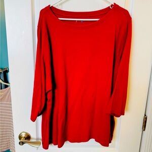 Raspberry three-quarter sleeve croft and barrow top